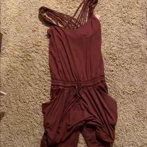 maroon jumpsuit